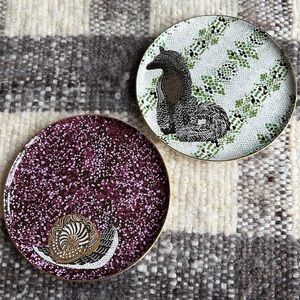 Anthropologie Plate GISELE Dessert SNAIL and FOX Gold Trim 8" Side Stoneware